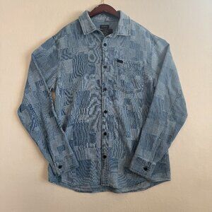 Buffalo David Bitton Shirt Men's Size S Button Up Blue Patchwork Button Down